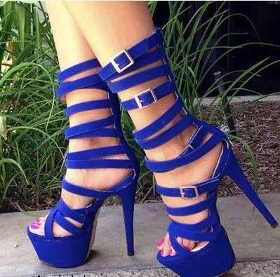 VCSHOES Straps Cross Platform Open Toe Super High Stiletto Heel Sandals