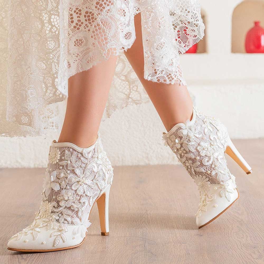 Bridal Shoes Pearl Sandals Target White Lace Heeled Booties