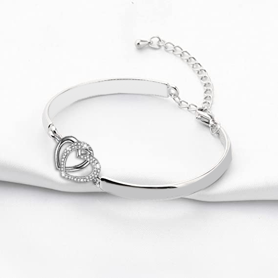 For Love - We are connected heart to heart Metal Bracelet