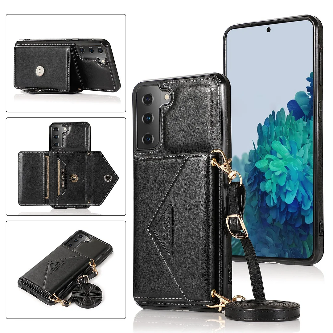 Triangle Crossbody Multifunctional Wallet Card Leather Case For S22/Plus 5G