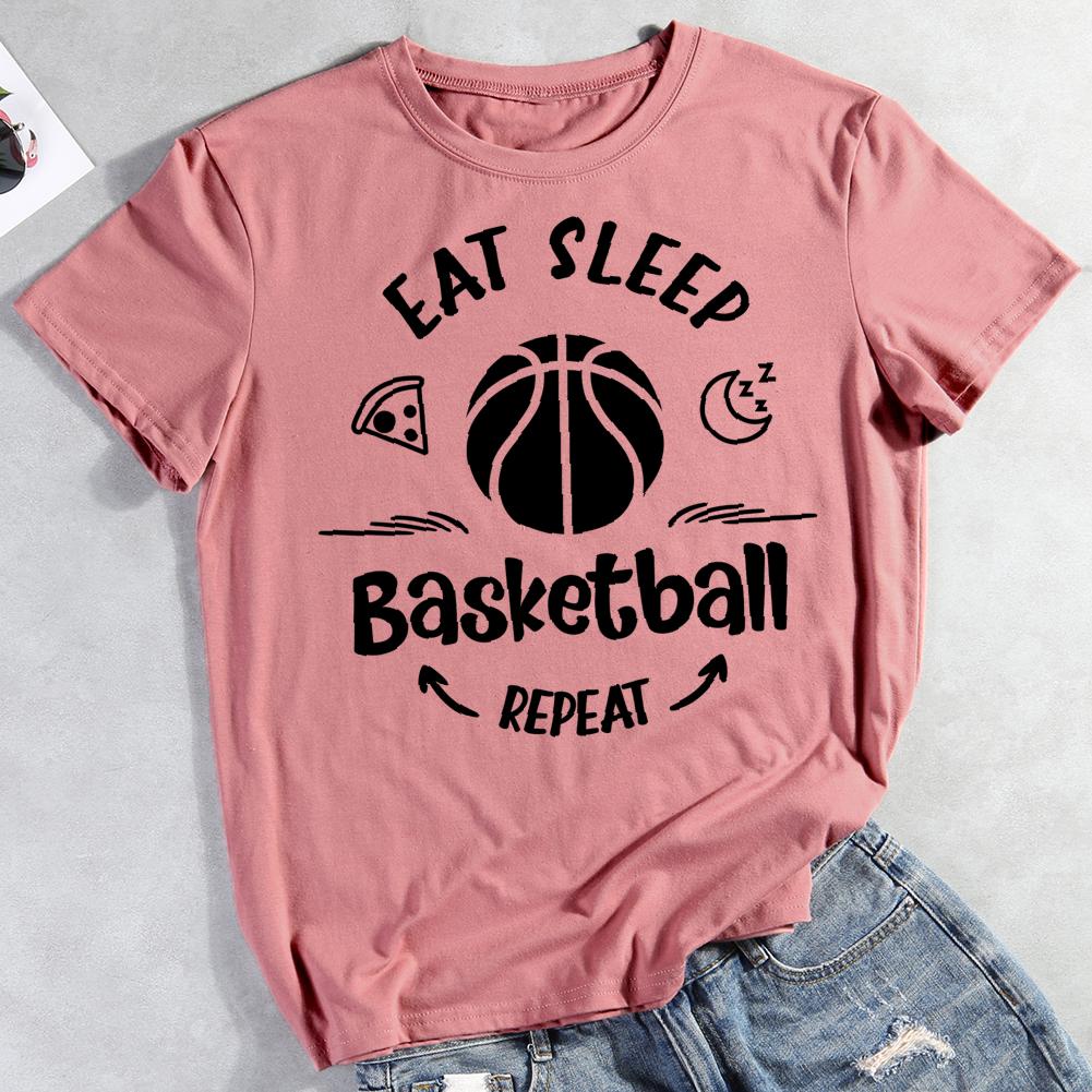eat sleep basketball repeat Round Neck T-shirt-0023102-Guru-buzz