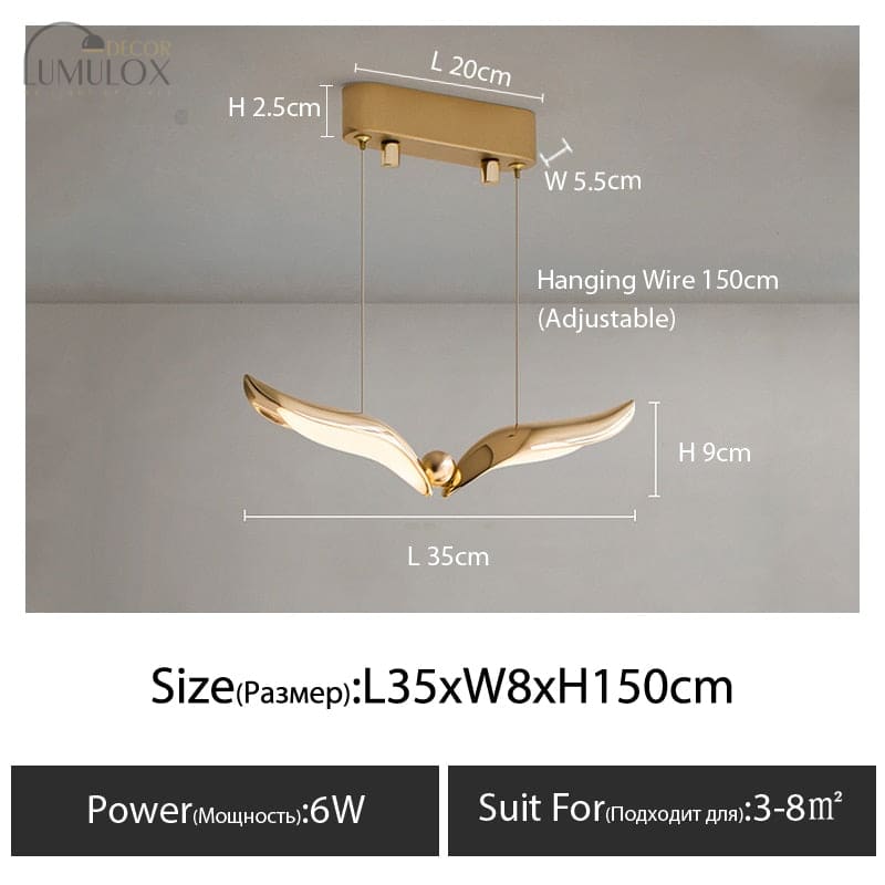 Seagull Led Chandelier Designer Creative Bar Simple Modern Personality Art Dining Table Lamp