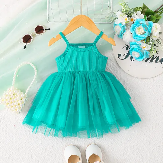 【3M-24M】Girls' Cute Solid Tulle Princess Dress