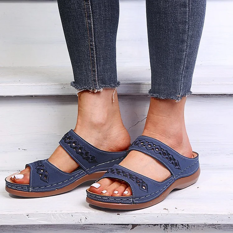 Casual Retro Fish Mouth Hollow Flat Sandals