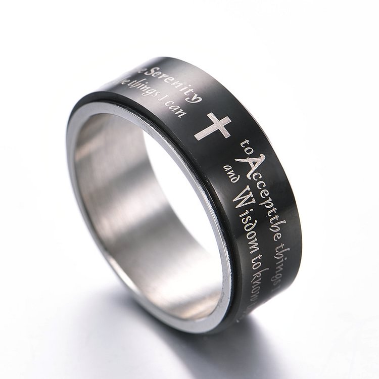 Simple Cross Turnable Stainless Steel Men's Ring