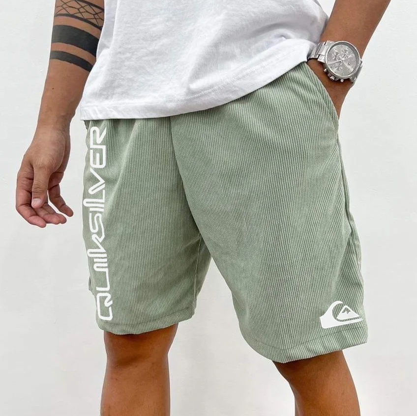 Men's Retro Casual Printed Corduroy Shorts-barclient