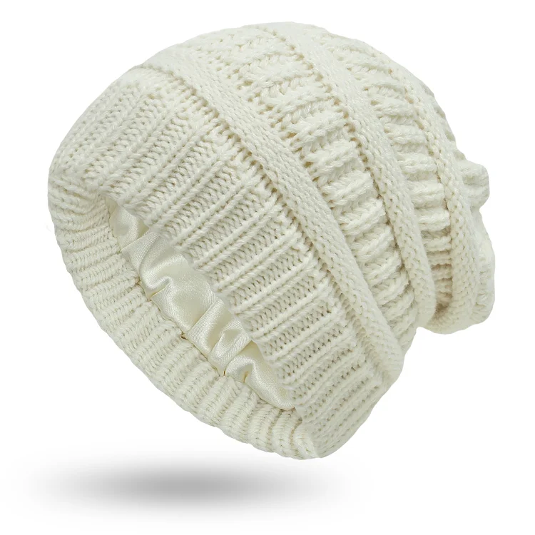 Protect hair elastic knit loose warm hat