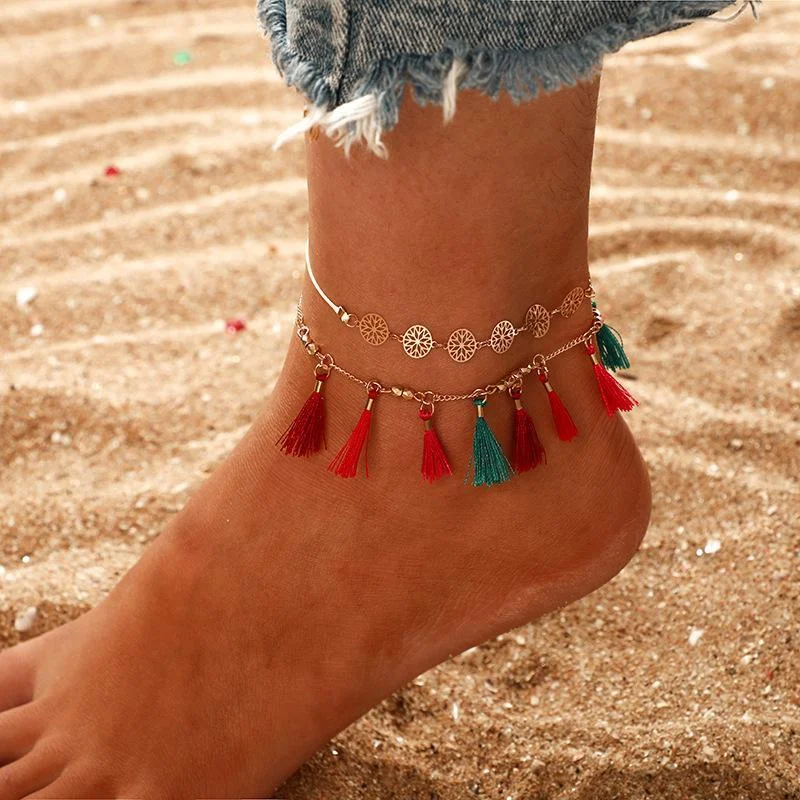 Butterfly Anklet with Tassel and Rose Alloy Wholesale Cheap Jewelry
