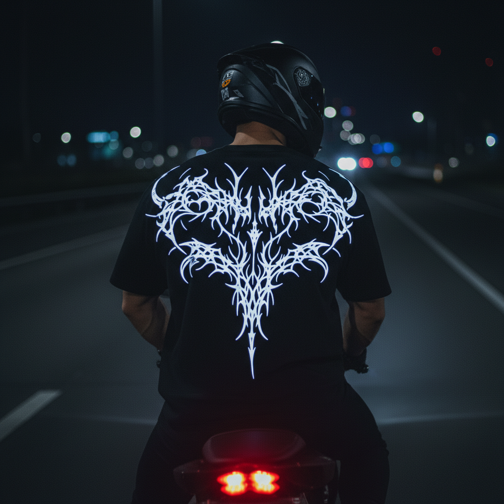 Street Cycling Reflective Graphic Cotton Oversized Short-sleeved T-shirt