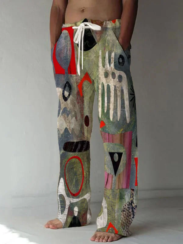 Men's African Abstract Painting Print Casual Pants
