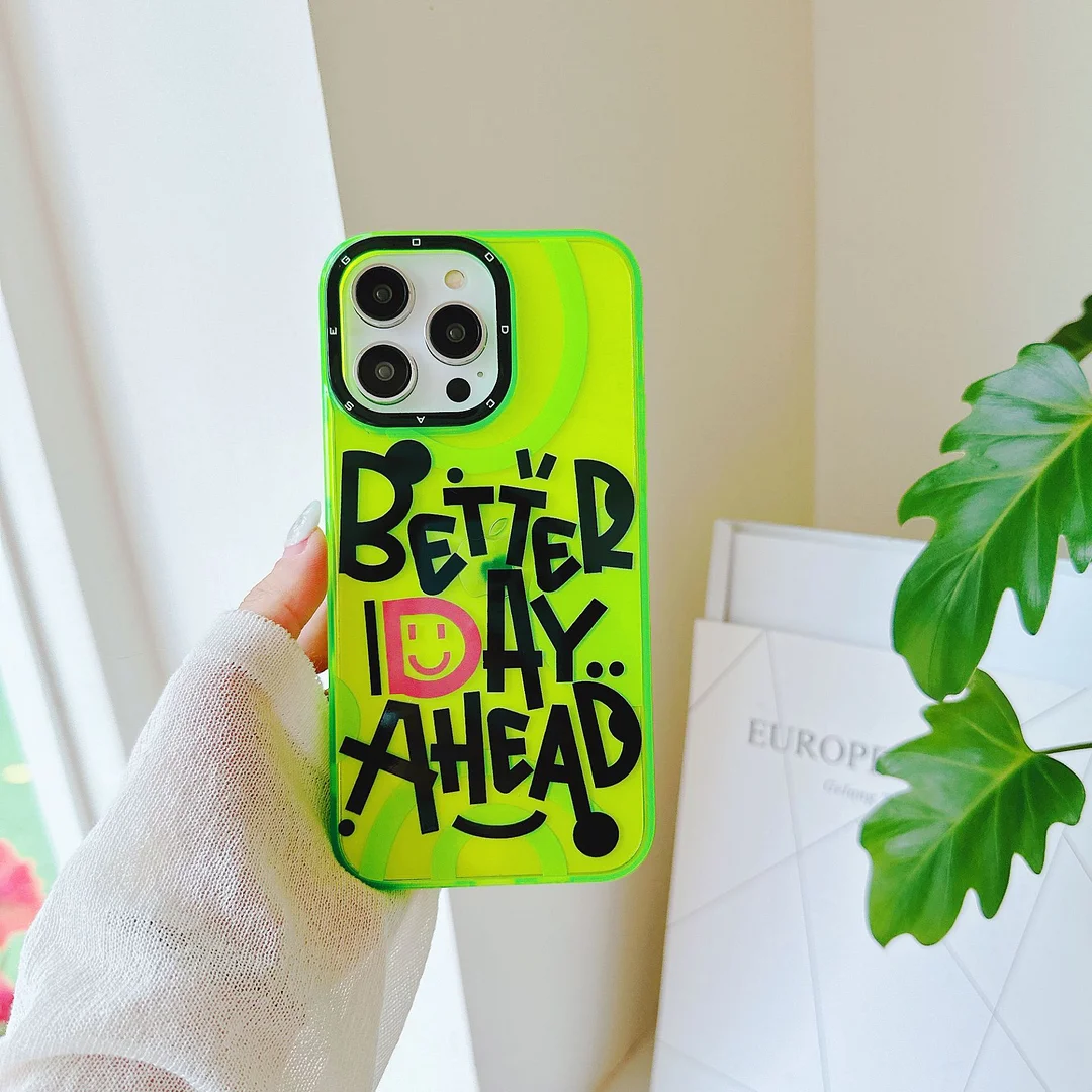 Summer Double-sided Laminated Fluorescent Letters Phone Case For IPhone 14/14 Pro/14 Pro Max/13/13 Pro/13 Pro Max