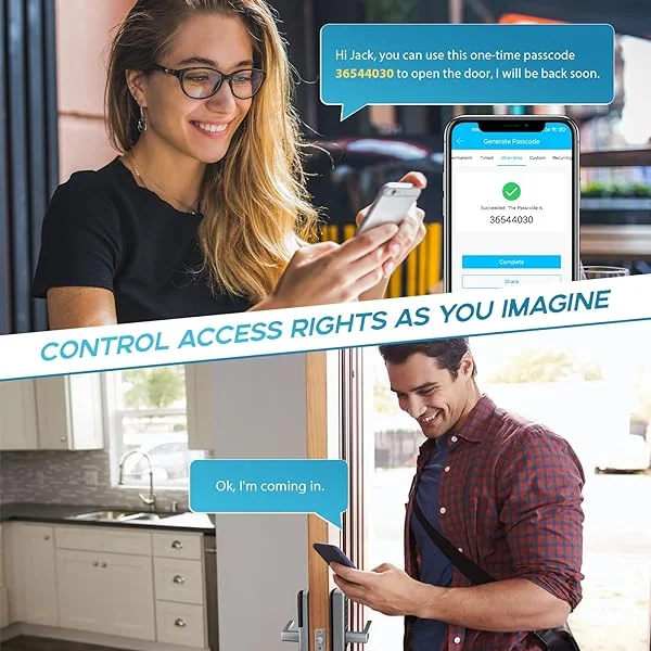 Smart Door Lock, OLUMAT Keyless Entry Door Lock Fingerprint Door Lock with Keypad Digital Door Lock with Handle for Home, Rental, Office and Hotel (Silver) Smart Lock Silver