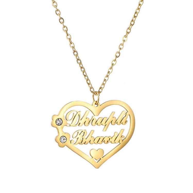 Cut Hollow Heart Name Necklace