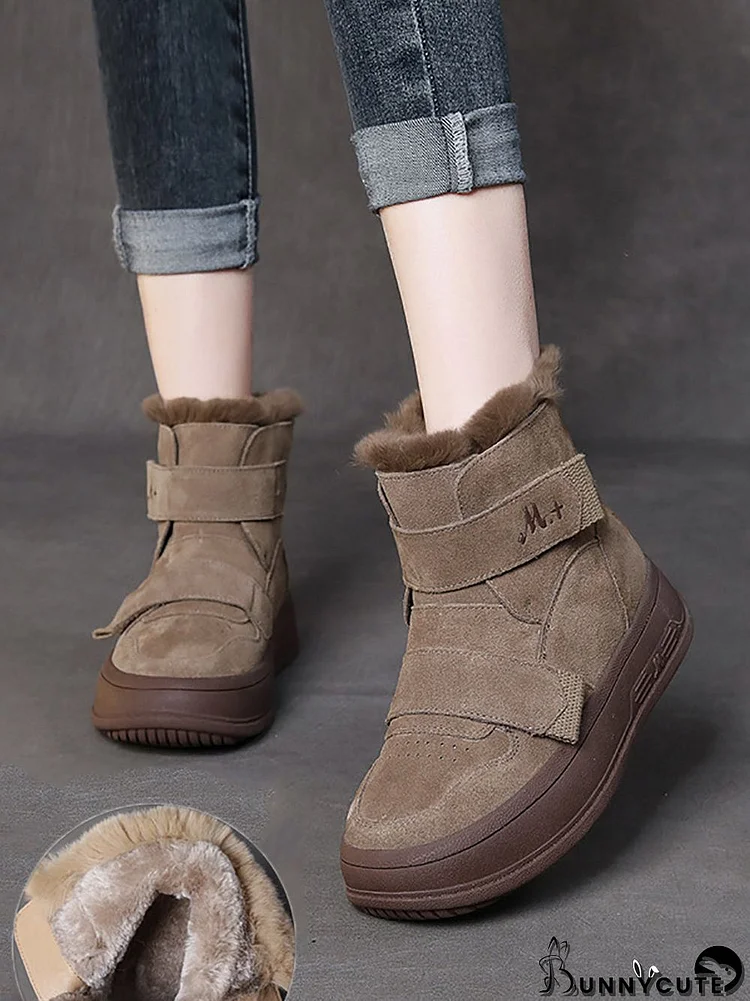 Women Retro Nubuck Leather Winter Warm Boots