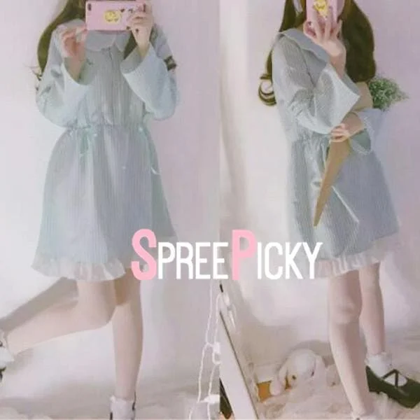 Green Ribbon Stripe Dress SP179184