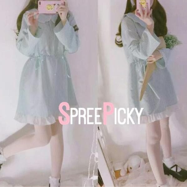 Green Ribbon Stripe Dress SP179184
