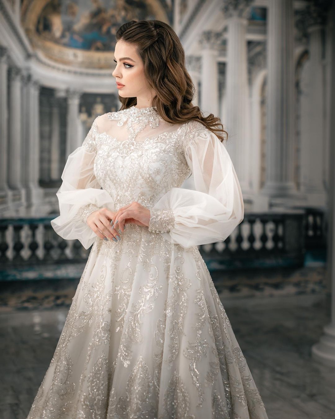Miabel Chic White Lace Long Sleeves Evening Dress