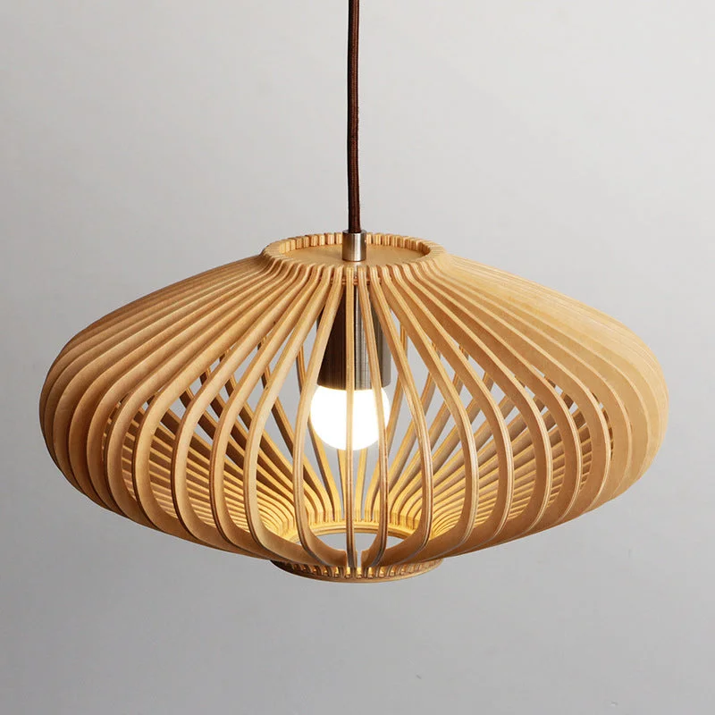 Wooden Cage Chandelier Handmade Pendant Light For Living Room
