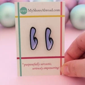 pornhint Pornhint Feminist earrings, Dildo Earrings, Rabbit Vibrator Earrings, made of Black Upcycled acrylic in 2 colours, feminist art, feminist gifts