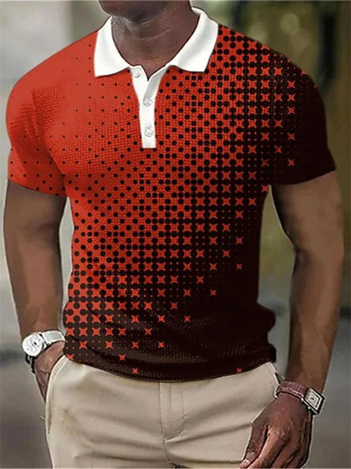 Men's Polo Shirt Golf Shirt Graphic Prints Geometry Turndown Red green Black Yellow Red Blue Outdoor Street Short Sleeve Print Clothing Apparel Fashion Designer Casual Breathable-JRSEE