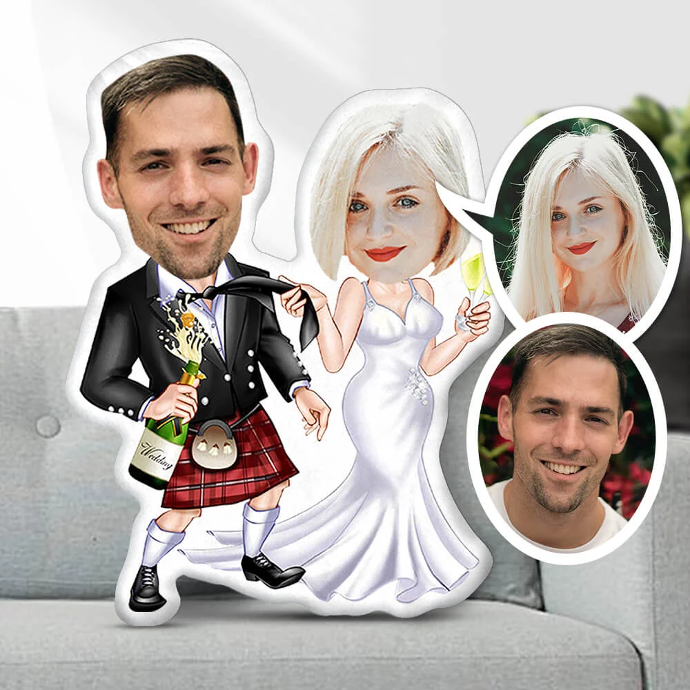 Valentine's Day Couple Minme Pillow Memorial Day Pillow, Custom Photo Face Pillow, Sweet Wedding With Champagne Photo Face Pillow, Face Picture Pillow Dolls and Toys