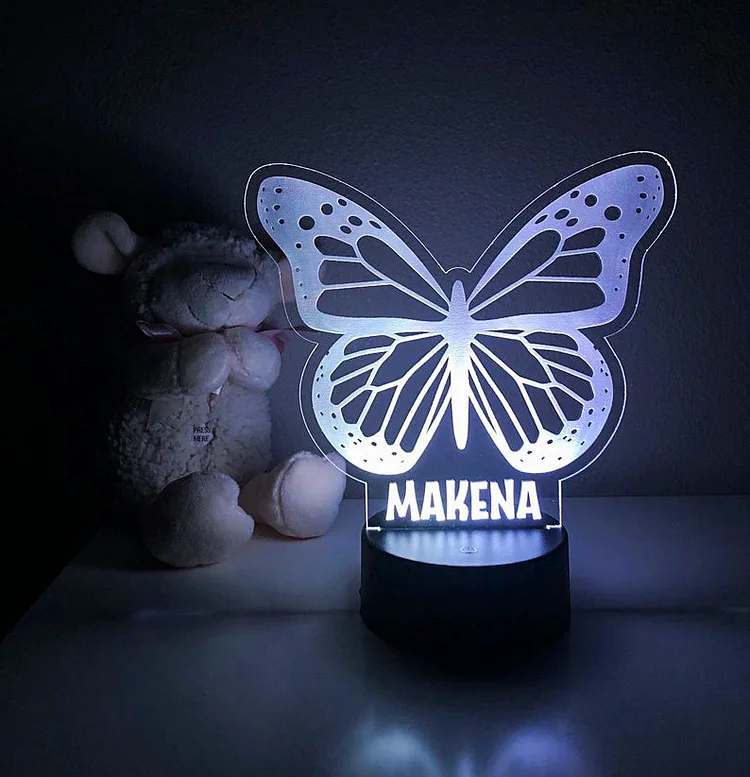 Personalized Butterfly Night Light Custom Kid's Name Changeable Color Lamp