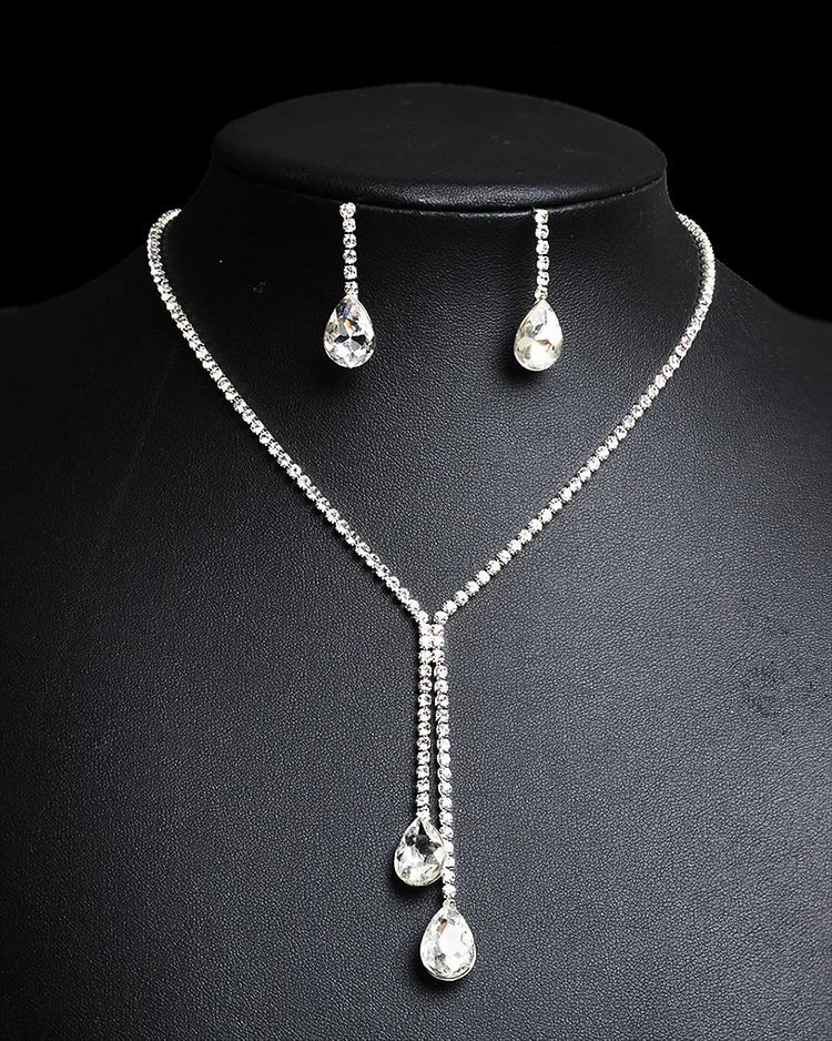 Evening Rhinestone Earrings and Necklace Set