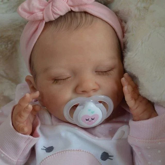  [Toys for Kids Special Offer] [Realistic Handmade Gifts]20" Theresa Truly Reborn Baby Girl Newborn Sleeping Doll with Heartbeat and Sound - Reborndollsshop®-Reborndollsshop®