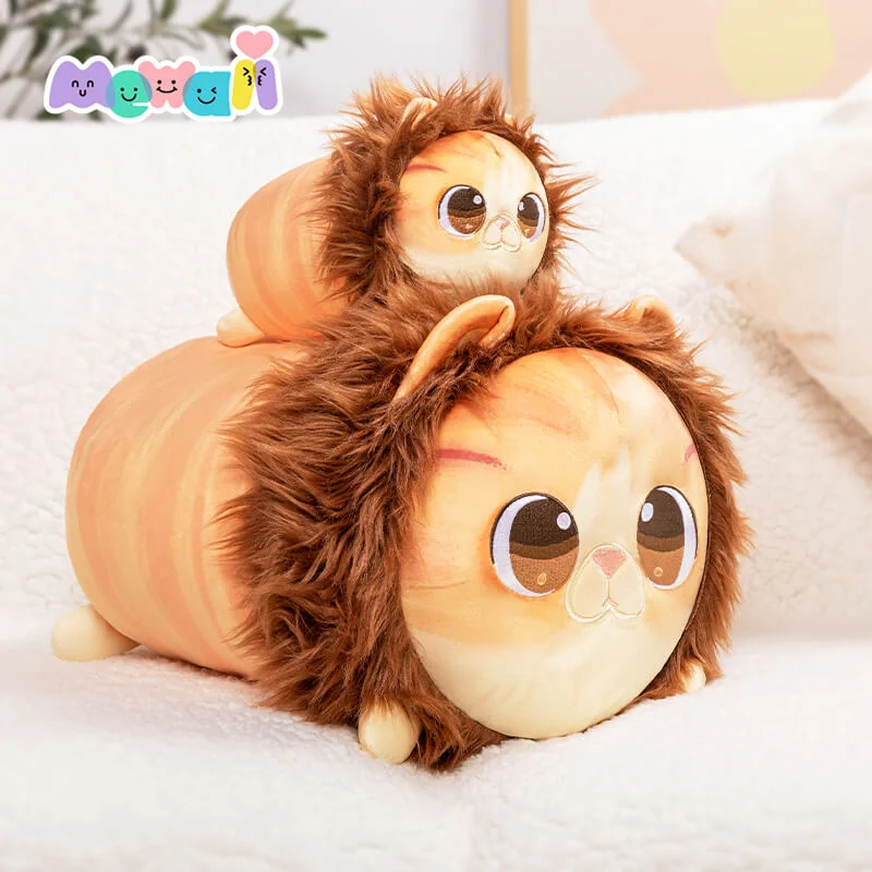 MeWaii® Fluffffy Family Cat with Lion's Mane Hat Stuffed Animal Kawaii Plush Pillow Squishy Toy