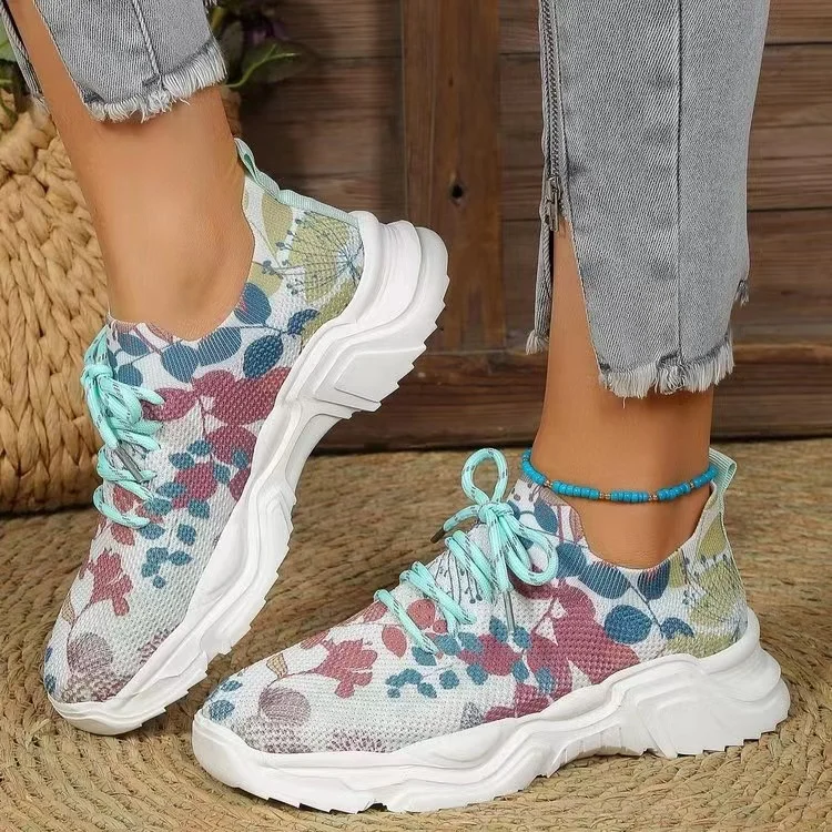 🔥HOT SALE - Floral Print Lace-up Breathable Orthopedic Sneakers