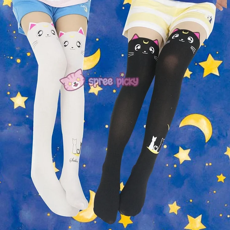 Screaming! Sailor Moon Luna Artemis Kitten with Tail on Back Legging Tights SP141305