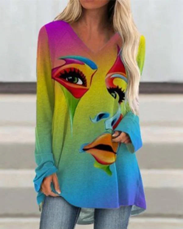 Women Crew Neck Casual Printed Shift Shirts & Tops