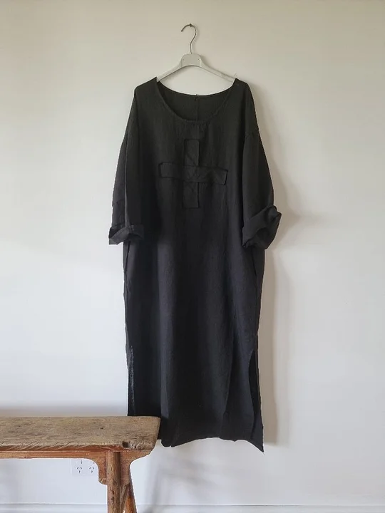Quality Linen Swiss Cross Kaftan Style Dress