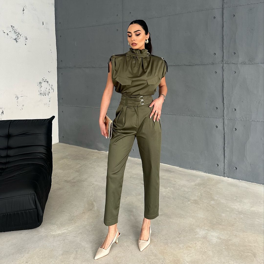 BOSS LADY | Pink Sleeveless Blazer Co-ord Set | Women's Formal Power Suit with Gold Button Detail
