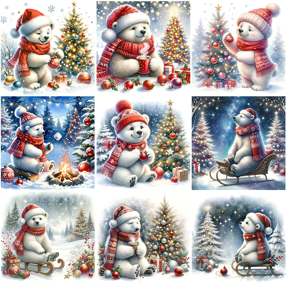 Winter White Bear - Full Square - Diamond Painting (30*30cm)