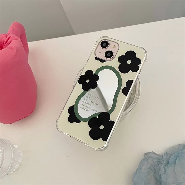 【多機能】iPhone ケース 多機種対応 耐衝撃 軽量 花柄 ミラーケース