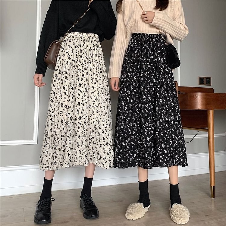 Floral A-Line Midi Skirt YP4554