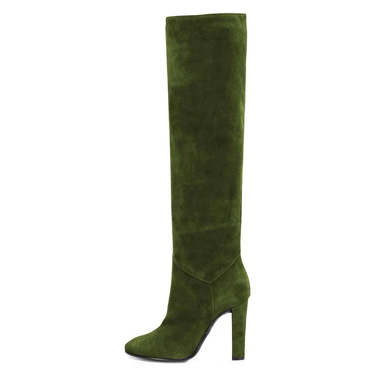 Green Chunky Knee-High Boots Vdcoo