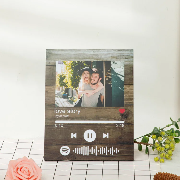 Custom Photo Frame with Spotify Code Wooden Music Frame