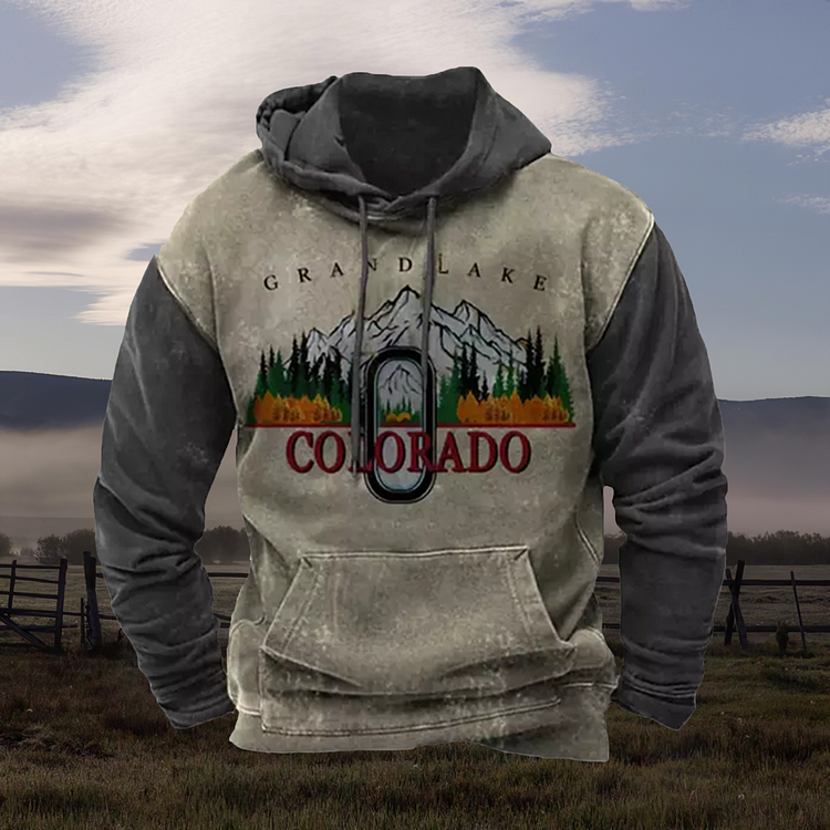 Western Colorado Print Vintage Hoodie