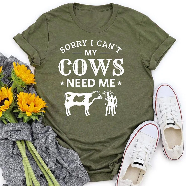 ANB - sorry I can't my cow need me village life Retro Tee -04876