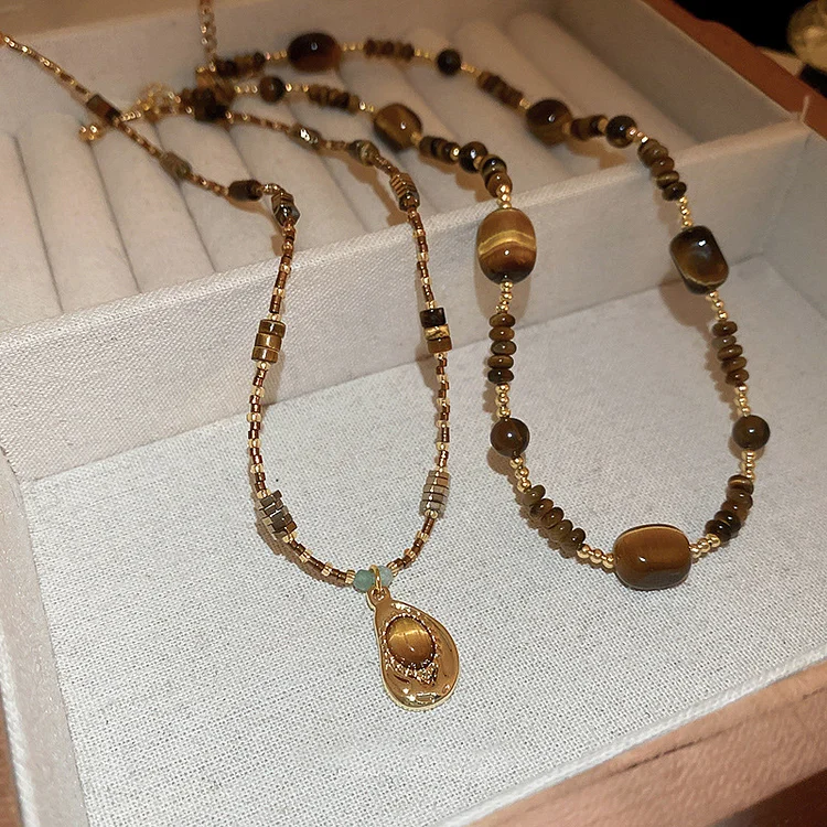 Handmade amber stone necklace