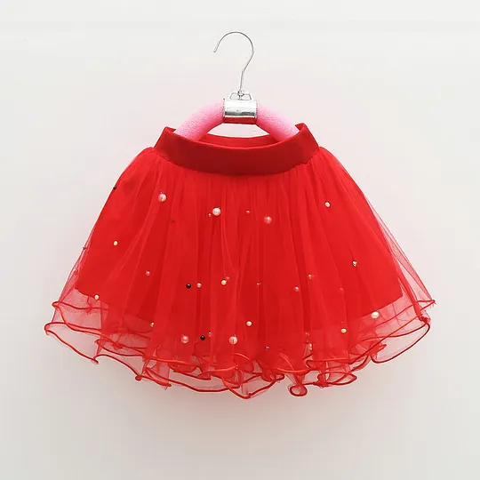【12M-9Y】Girls Mesh Beaded Puffy Skirt