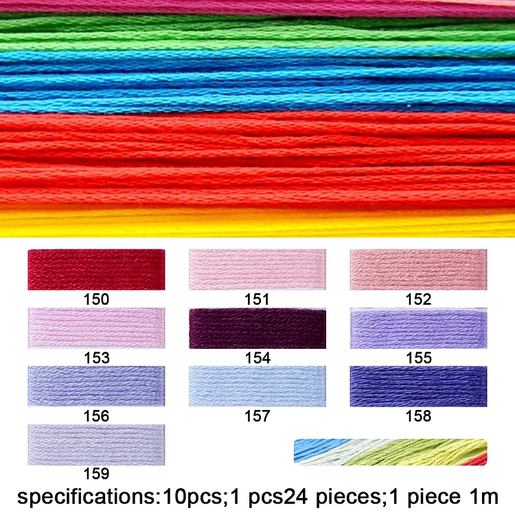 Spring Brand - 7/10 PCS Egyptian Cotton Cross Stitch Thread Craft Floss Ideal for Arts & Crafts