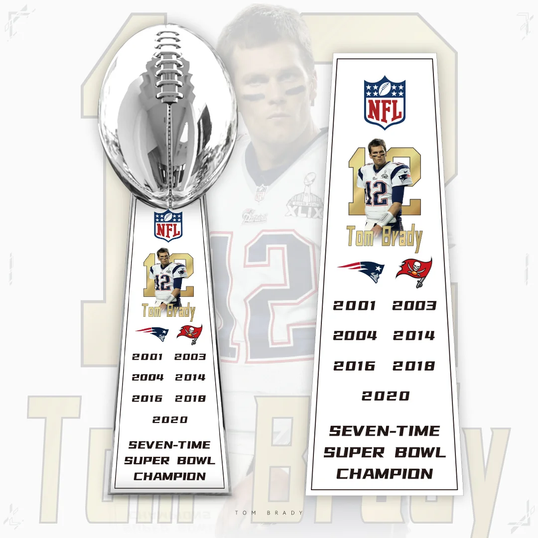 【Tom Brady】- New England Patriots & Tampa Bay Buccaneers Championship Super Bowl NFL Goat MVP Trophy