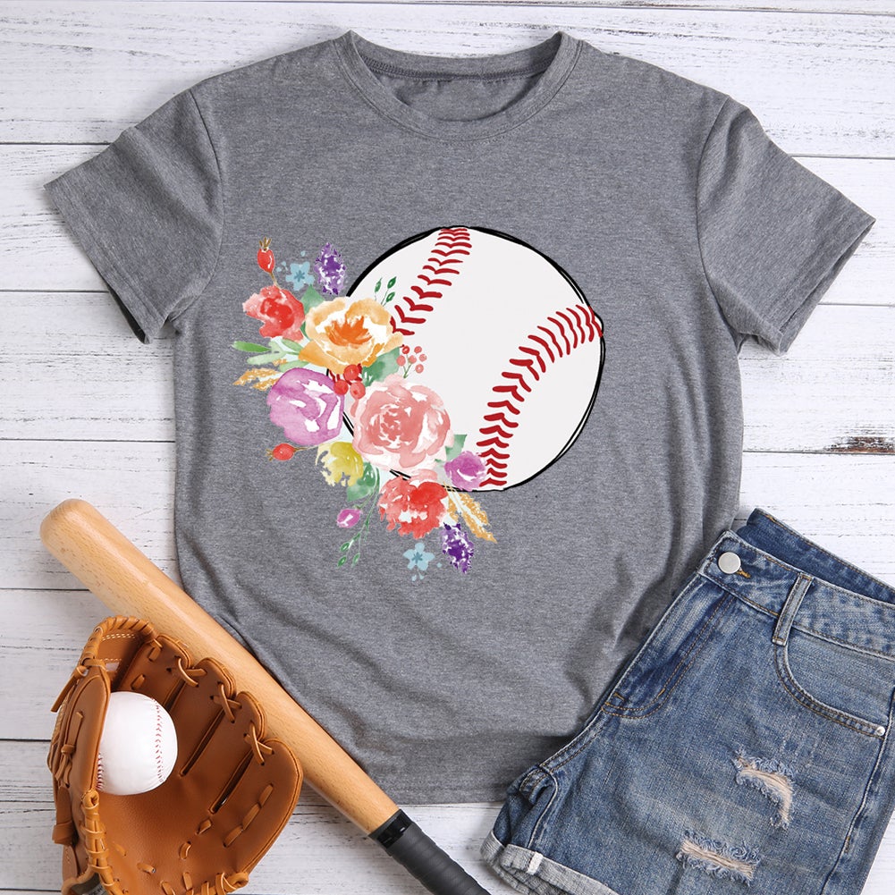 Baseball flower T-shirt Tee - 01221-Guru-buzz