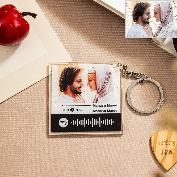Scannable Spotify Code Keychain Personalized Photo Music Keychain Gifts