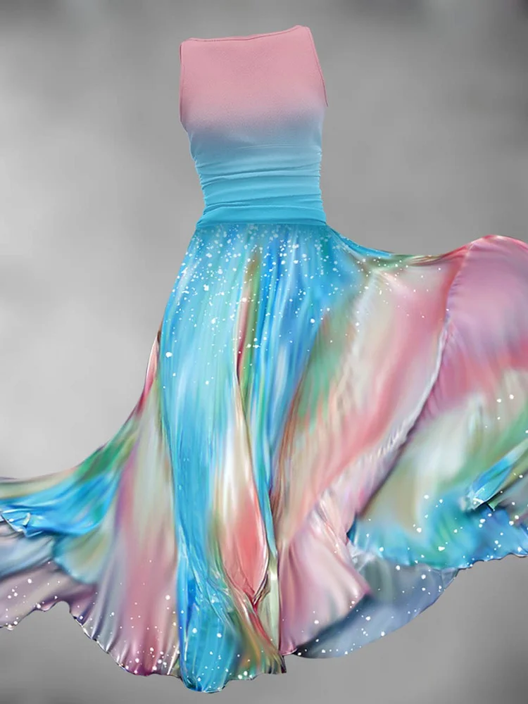 Women's Gradient Mermaid  Art Maxi Dress