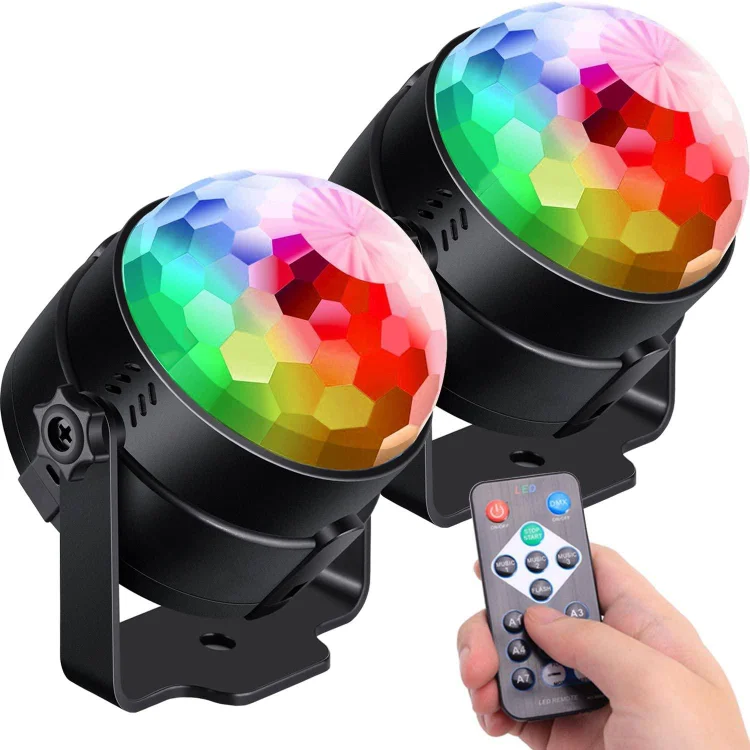 2-Pack: Sound Activated Party Lights with Remote Control Dj Lighting