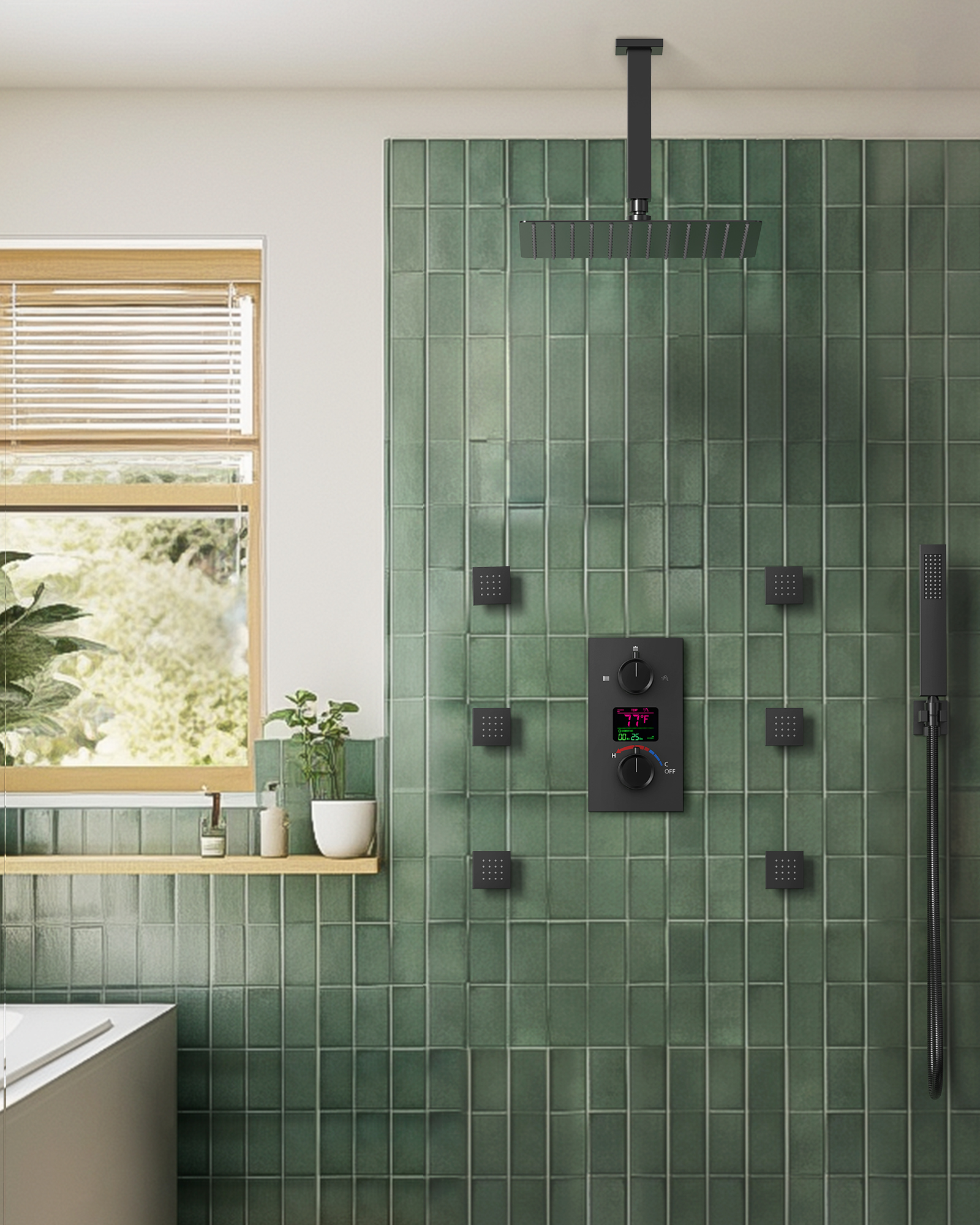 Shower Systems with LCD Temperature Display